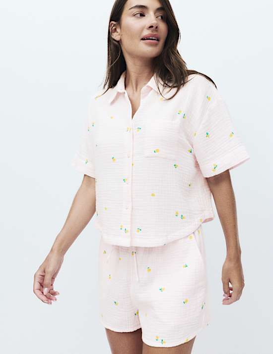 Pure Cotton Muslin Printed Shortie Set