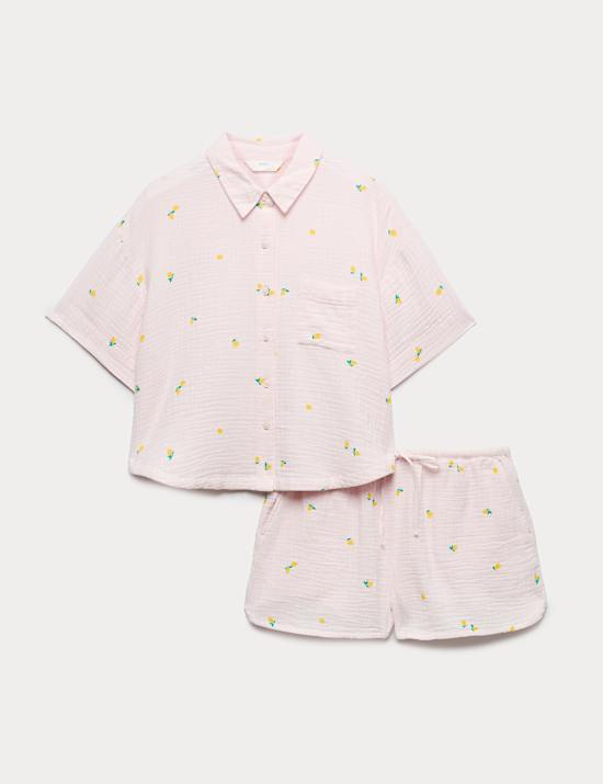 Pure Cotton Muslin Printed Shortie Set