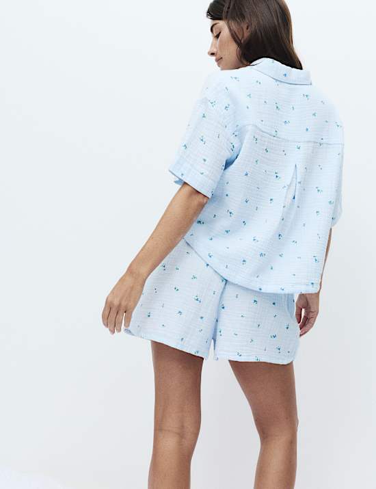 Pure Cotton Muslin Printed Shortie Set