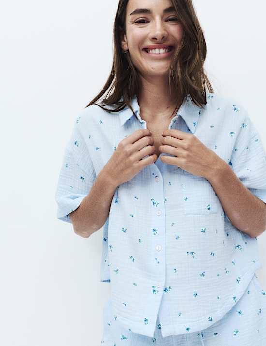 Pure Cotton Muslin Printed Shortie Set