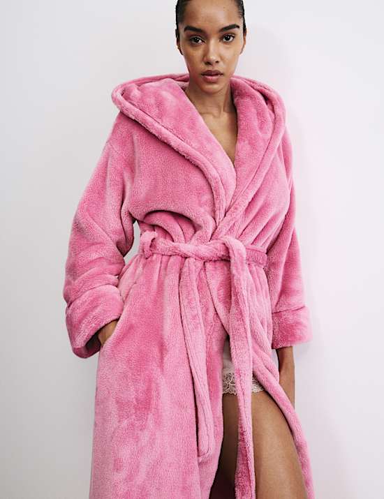 Fleece Hooded Dressing Gown
