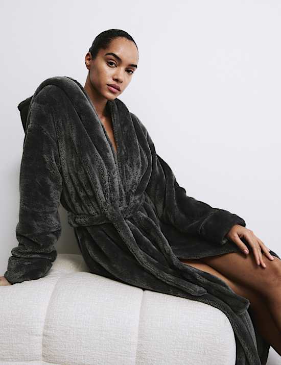 Fleece Hooded Dressing Gown