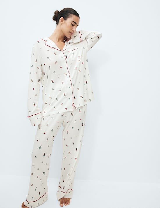 Ensemble pyjama familial 100 % coton modal imprim&eacute;