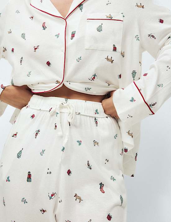 Ensemble pyjama familial 100 % coton modal imprim&eacute;