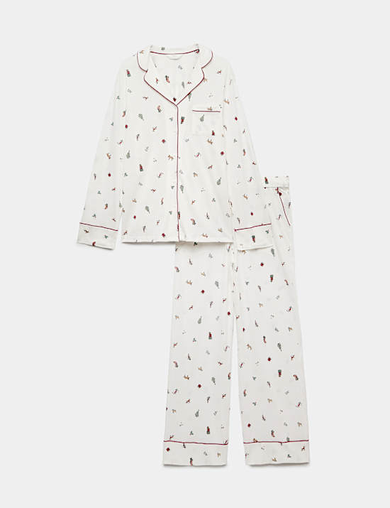 Ensemble pyjama familial 100 % coton modal imprim&eacute;