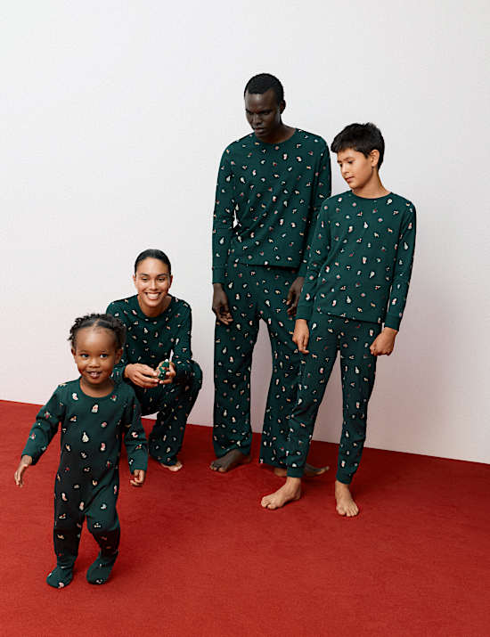 Pure Cotton Printed Family Christmas Pyjama Set