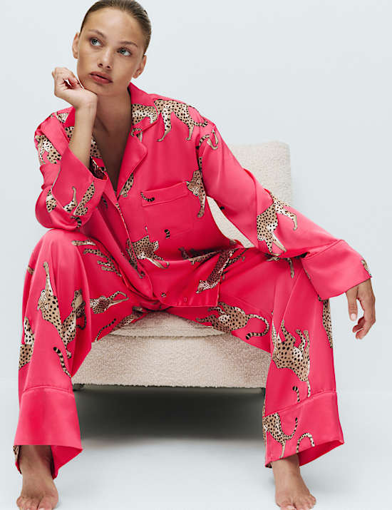 Dream Satin Animal Print Revere Pyjama Set