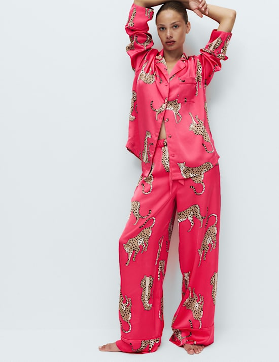 Dream Satin Animal Print Revere Pyjama Set