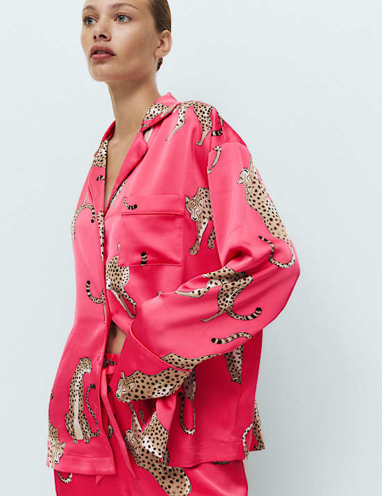 Dream Satin Animal Print Revere Pyjama Set