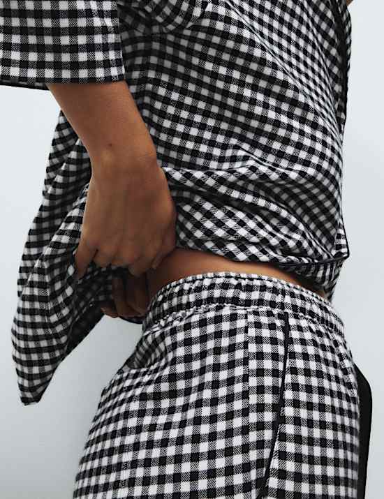 Pure Cotton Gingham Revere Pyjama Set