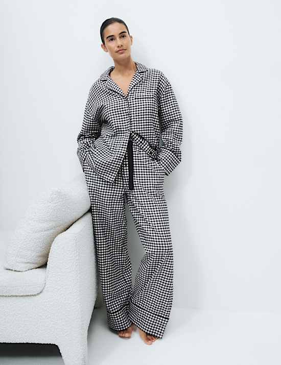 Pure Cotton Gingham Revere Pyjama Set