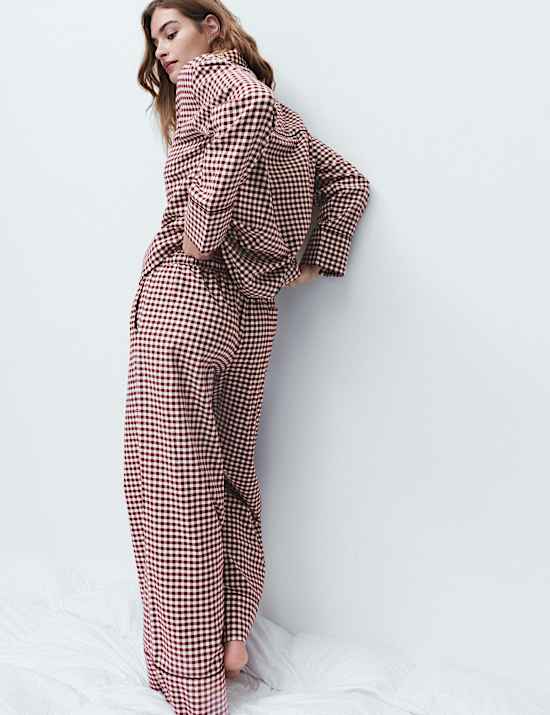 Pure Cotton Gingham Revere Pyjama Set