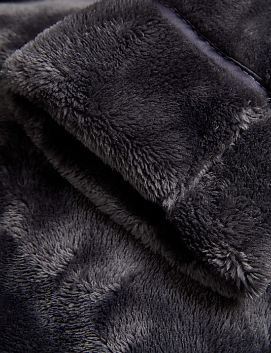 Robe de chambre longue en polaire &agrave; capuche