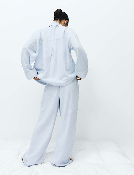 Pure Cotton Muslin Spot Print Long Pyjama Set