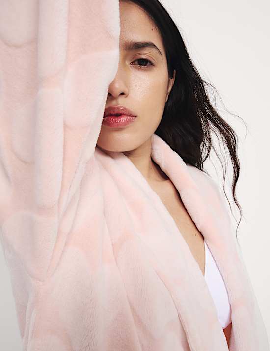 Fleece Heart Print Dressing Gown