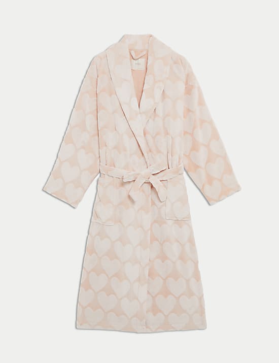 Fleece Heart Print Dressing Gown