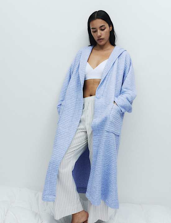 Quilted Hooded Long Dressing Gown