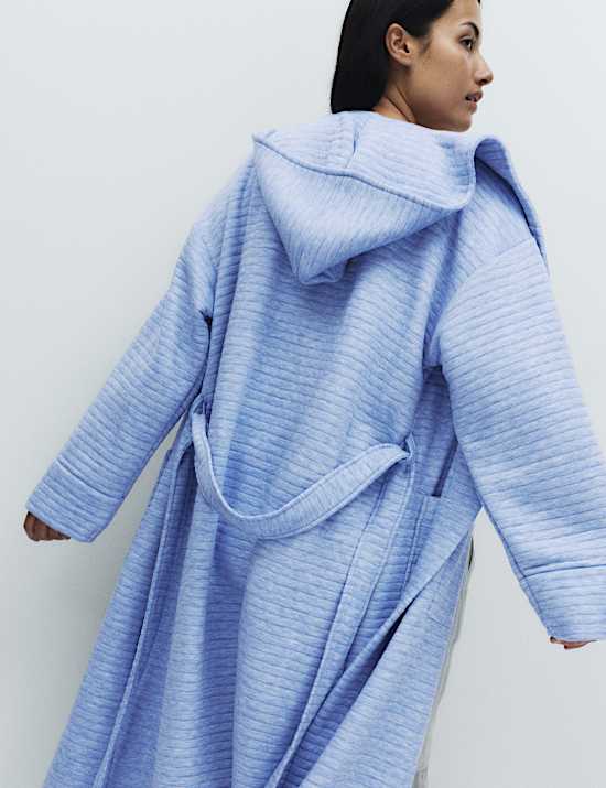 Quilted Hooded Long Dressing Gown