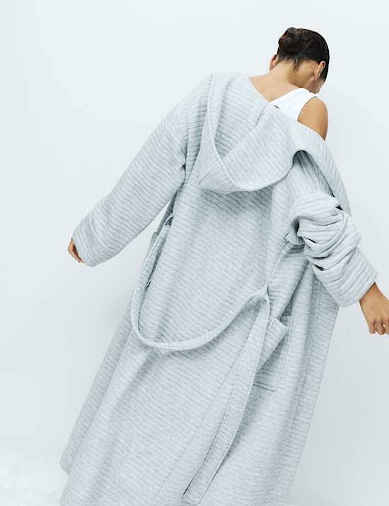 Quilted Hooded Long Dressing Gown