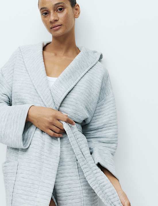 Quilted Hooded Long Dressing Gown