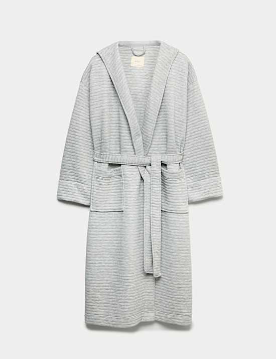Quilted Hooded Long Dressing Gown