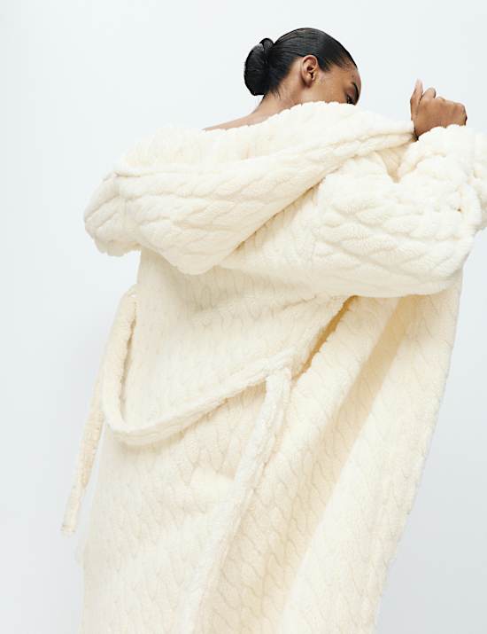 Jacquard Long Hooded Dressing Gown