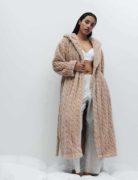 Jacquard Long Hooded Dressing Gown