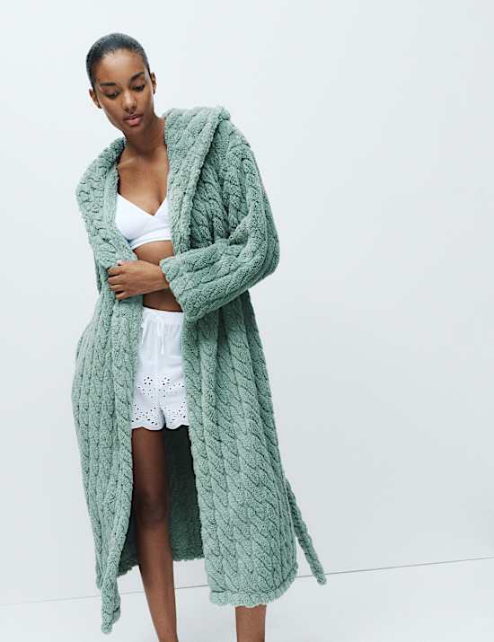 Jacquard Long Hooded Dressing Gown