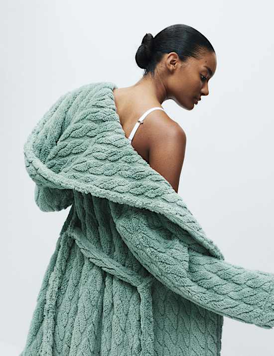 Jacquard Long Hooded Dressing Gown