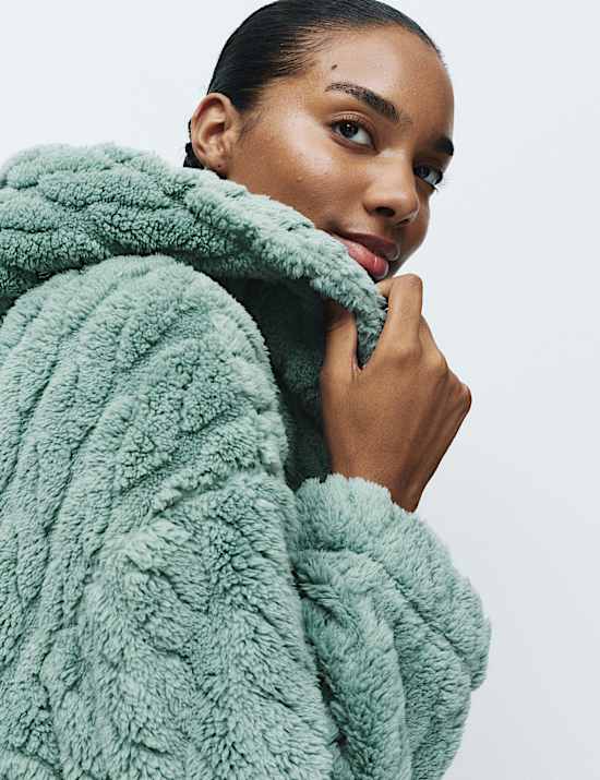 Jacquard Long Hooded Dressing Gown