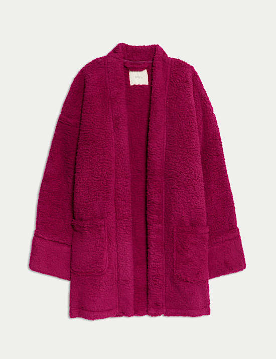 Cardigan confortable croisé en polaire imitation peau de mouton