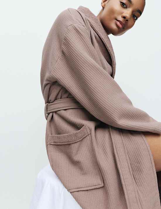 Pure Cotton Waffle Towelling Dressing Gown