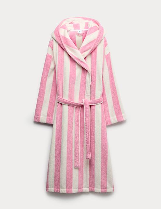Pure Cotton Towelling Striped Dressing Gown