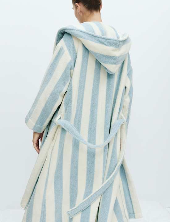 Pure Cotton Towelling Striped Dressing Gown