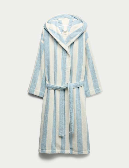 Pure Cotton Towelling Striped Dressing Gown