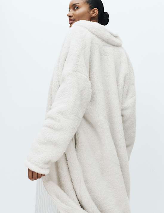 Robe de chambre en polaire à fibres longues et fermeture zippée