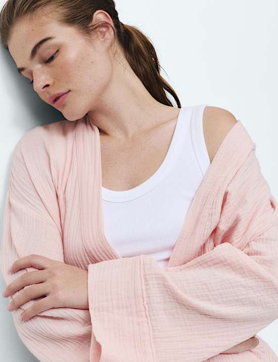 Pure Cotton Muslin Dressing Gown