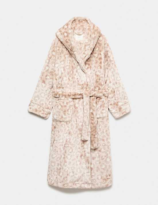 Fleece Leopard Print Dressing Gown
