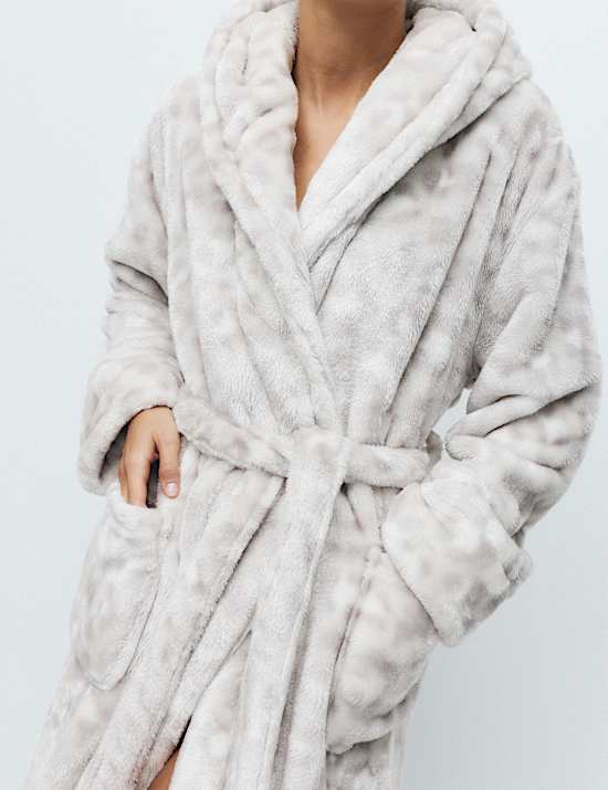 Fleece Leopard Print Dressing Gown