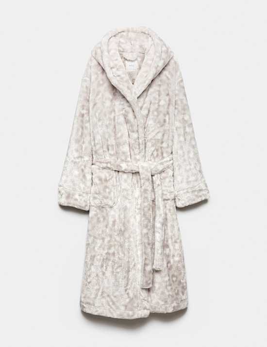 Fleece Leopard Print Dressing Gown