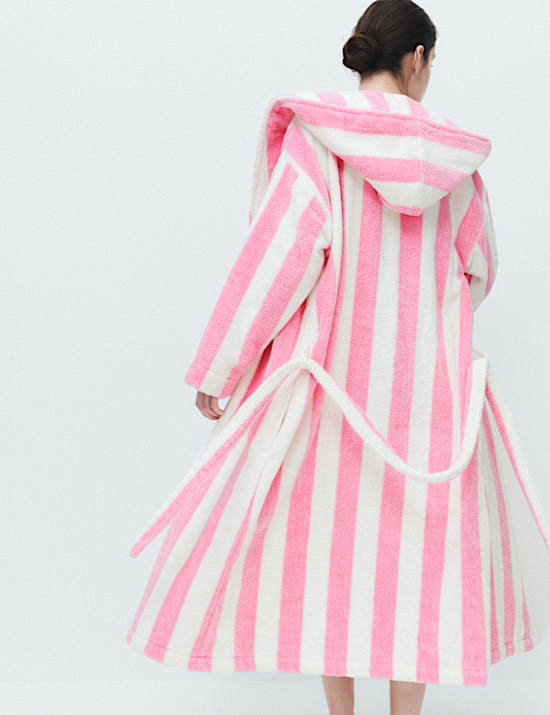 Pure Cotton Towelling Striped Dressing Gown
