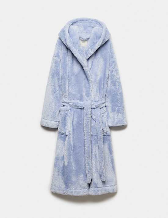 Long Pile Hooded Dressing Gown