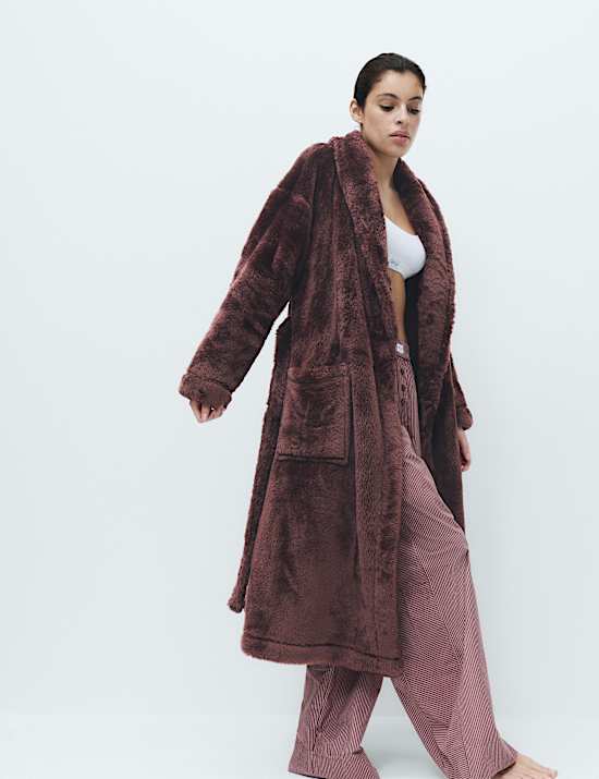 Long Pile Shawl Collar Dressing Gown