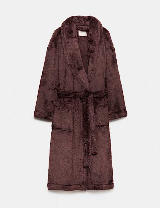 Long Pile Shawl Collar Dressing Gown