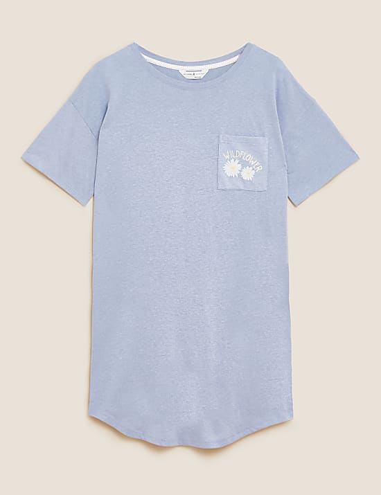IBO Cotton Daisy Pocket Short Nightdress