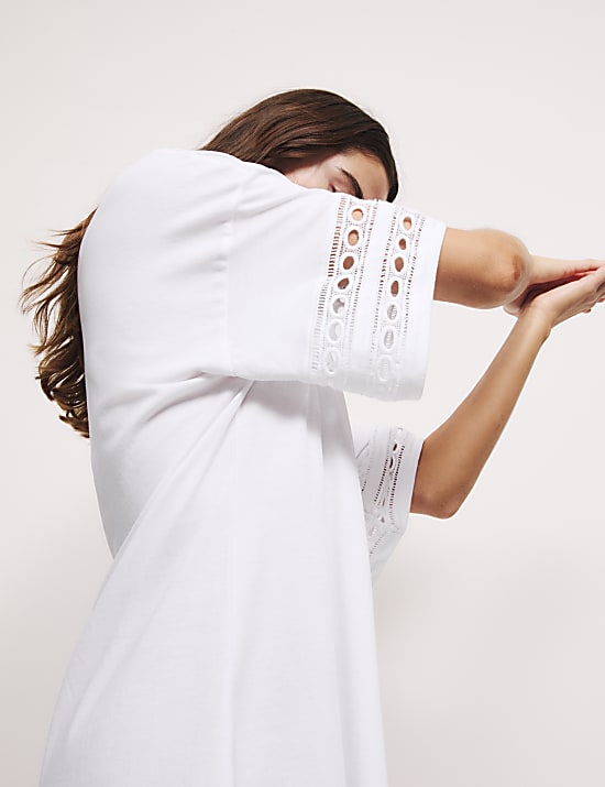 Pure Cotton Broderie Trim Nightdress