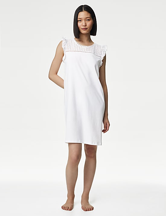 Cotton Modal Broderie Nightdress
