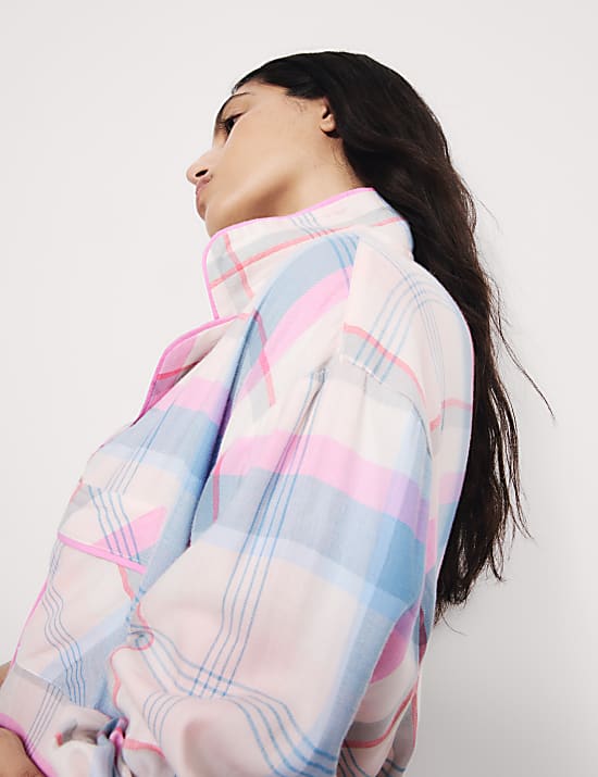 Chemise de nuit en coton mélangé à carreaux