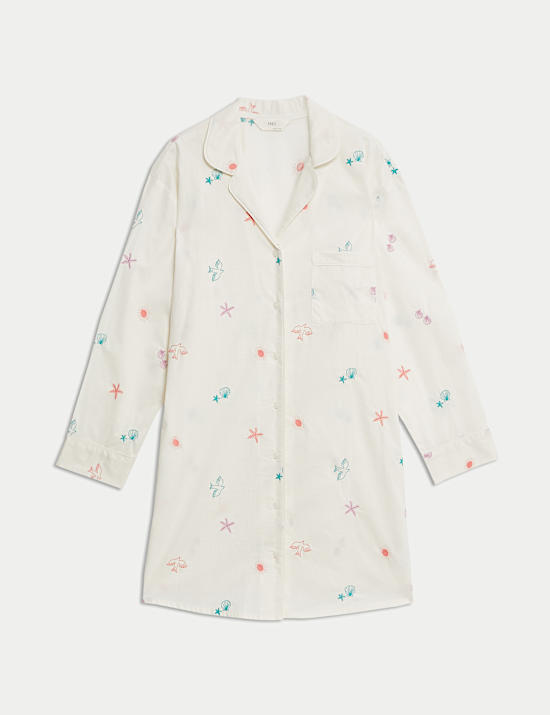 Chemise de nuit 100 % coton brodé