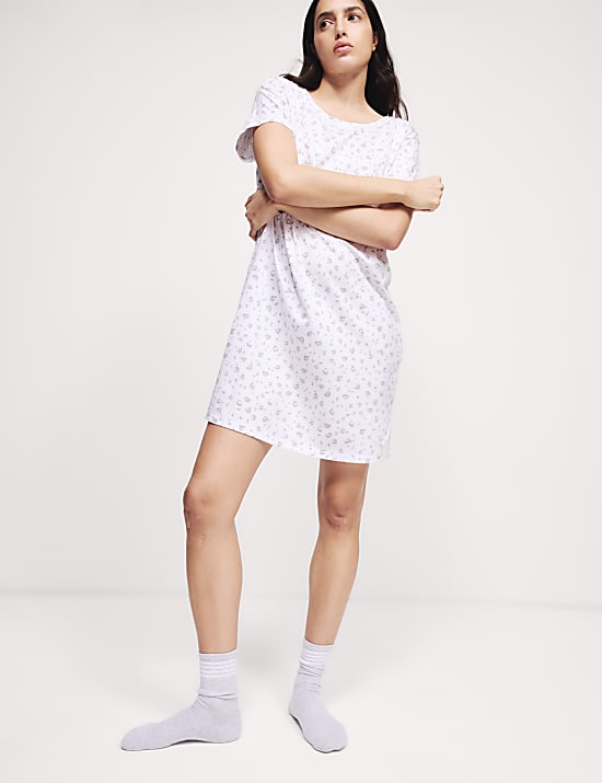 Cotton Modal Animal Print Short Nightdress